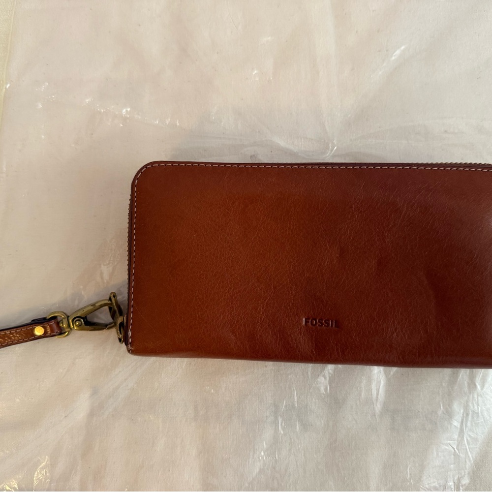 Fossil Cognac Leather Clutch